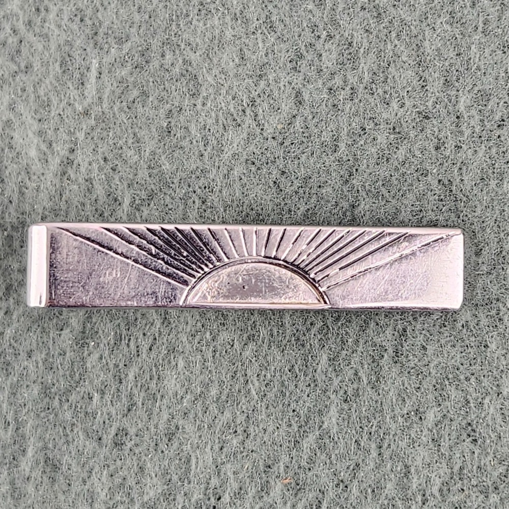 Vintage Swank Sunrise Sunset Silver Tone Tie Clip Southwest Aztec